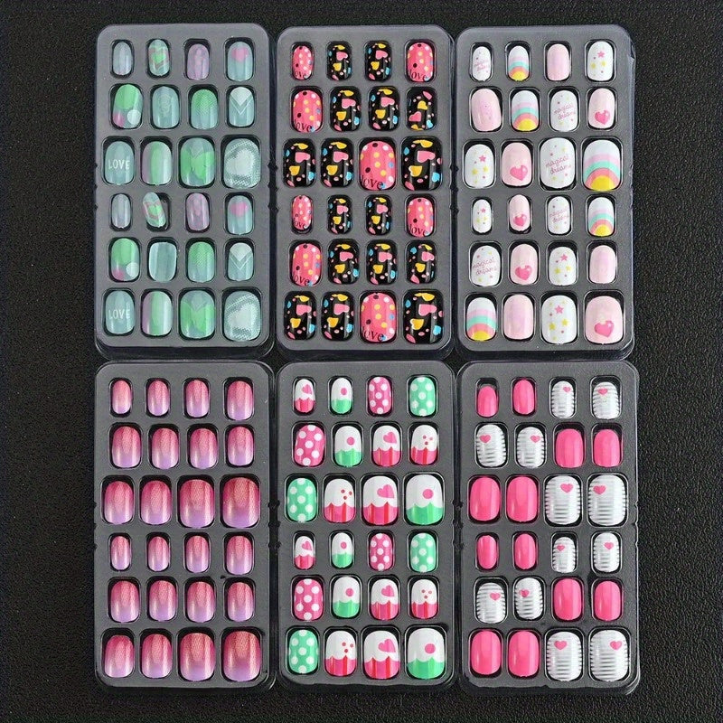 24Pcs/Box Candy Kids False Nail Cartoon