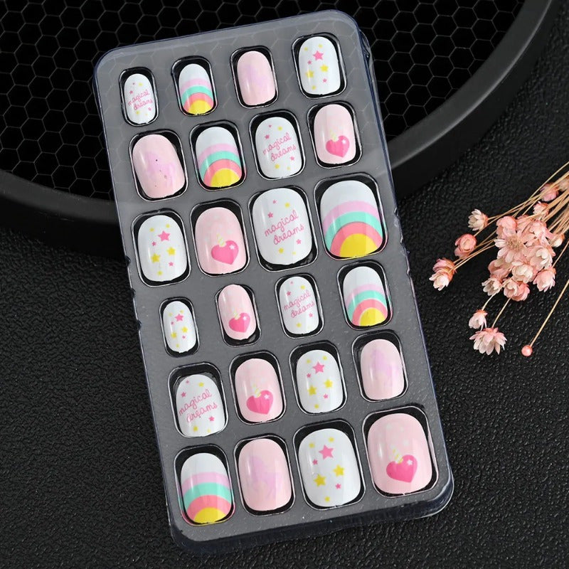 24Pcs/Box Candy Kids False Nail Cartoon