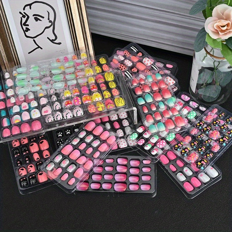 24Pcs/Box Candy Kids False Nail Cartoon