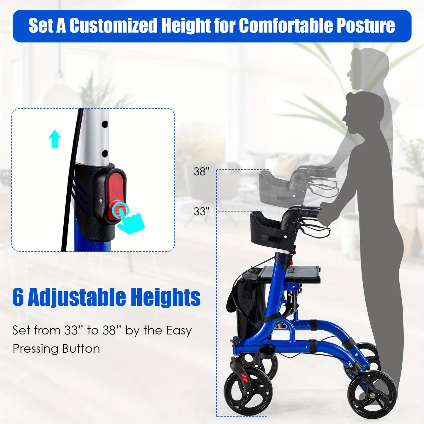 2-in-1 Rollator Walker with Seat and storage