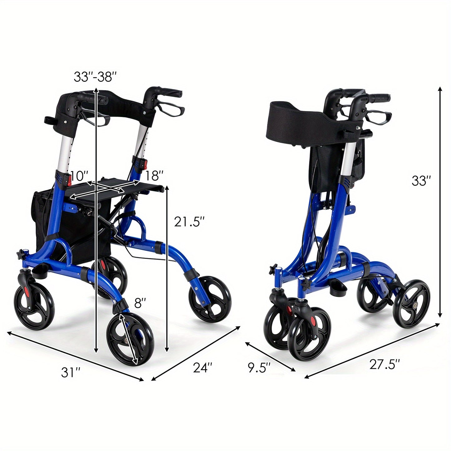 2-in-1 Rollator Walker with Seat and storage