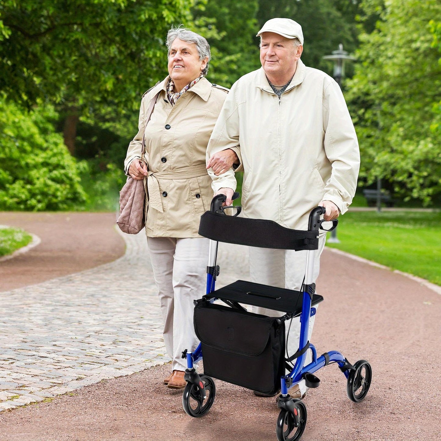 2-in-1 Rollator Walker with Seat and storage