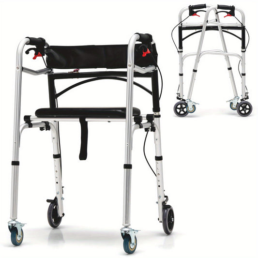 \ 2-Button Folding Walker, Height Adjustable Walking Aid
