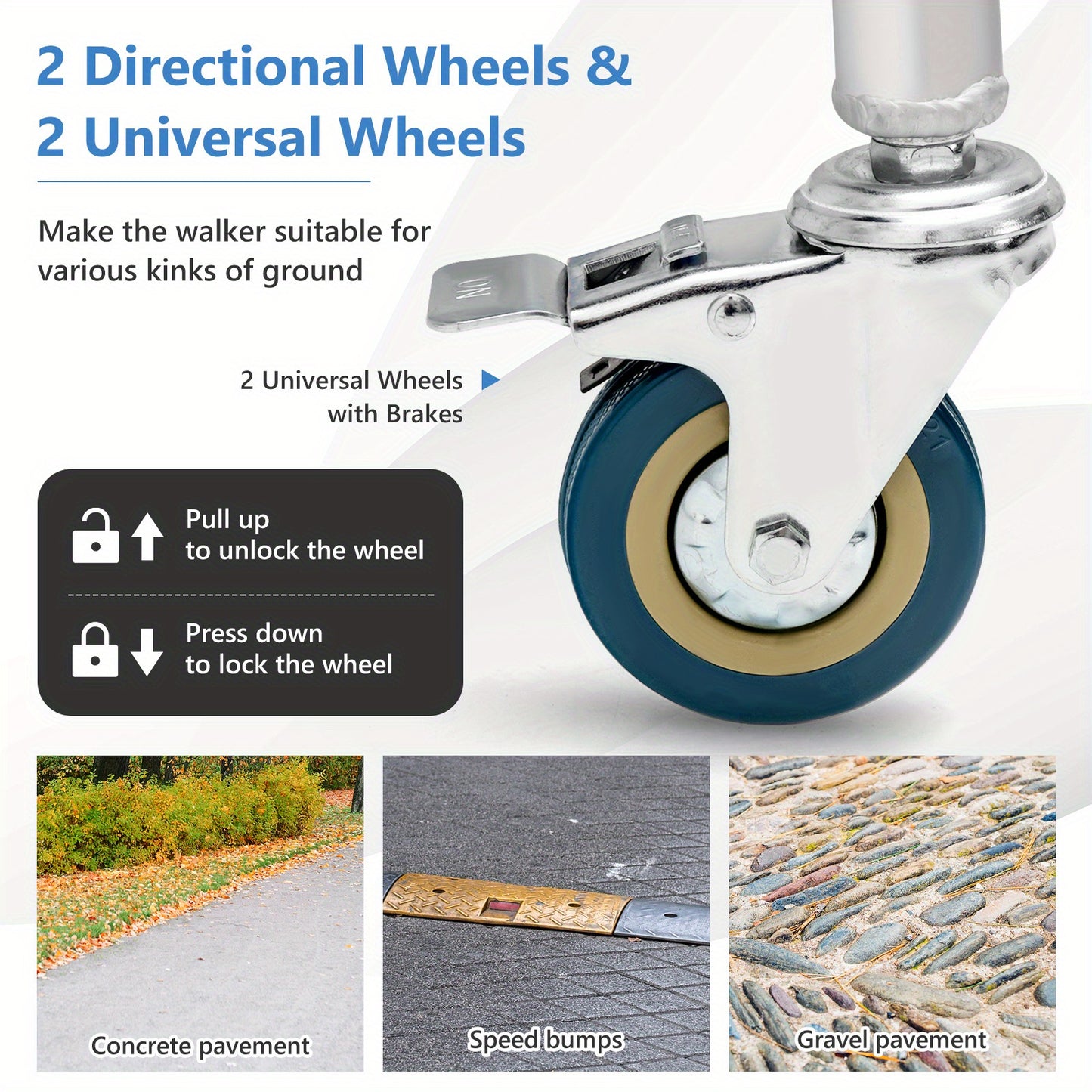 \ 2-Button Folding Walker, Height Adjustable Walking Aid