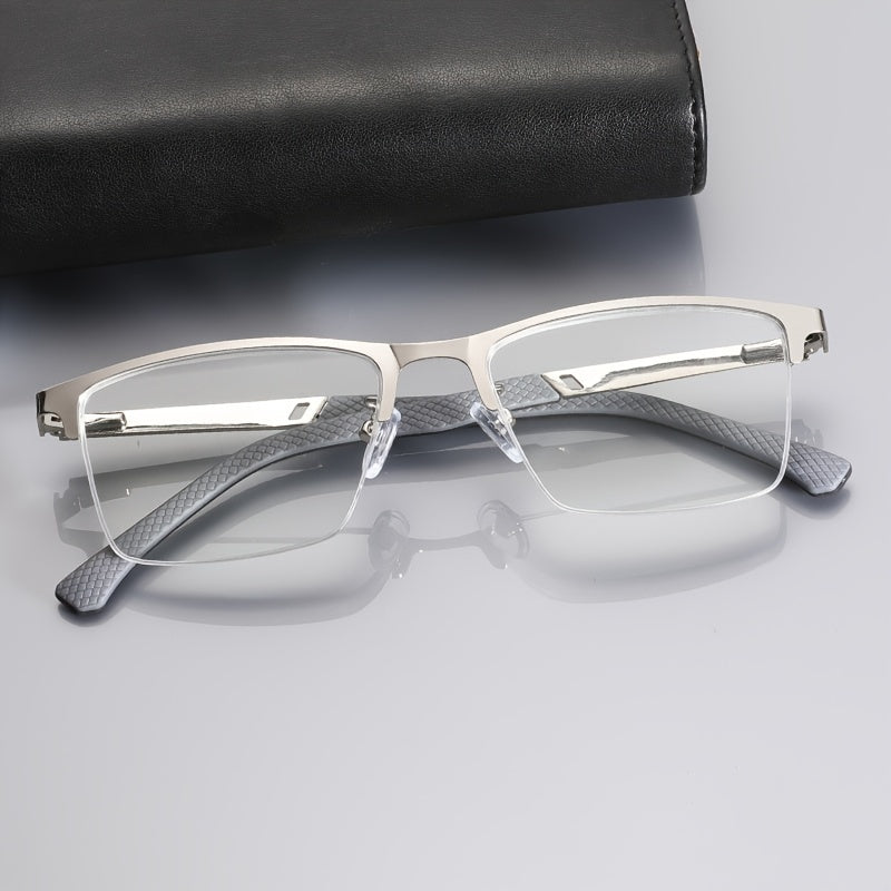 +1.0 to +4.0 Magnifying Power Half-Rim Reading Glasses for Men