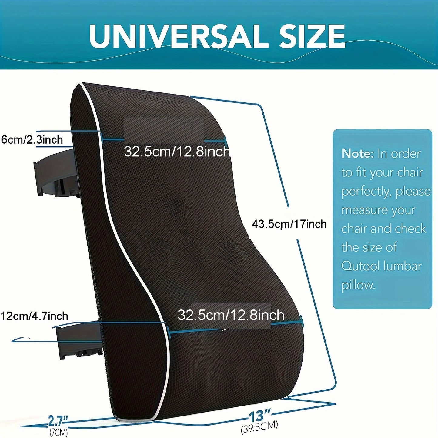Ergonomic Memory Foam Lumbar Support Pillow with Breathable Polyester Mesh Cover