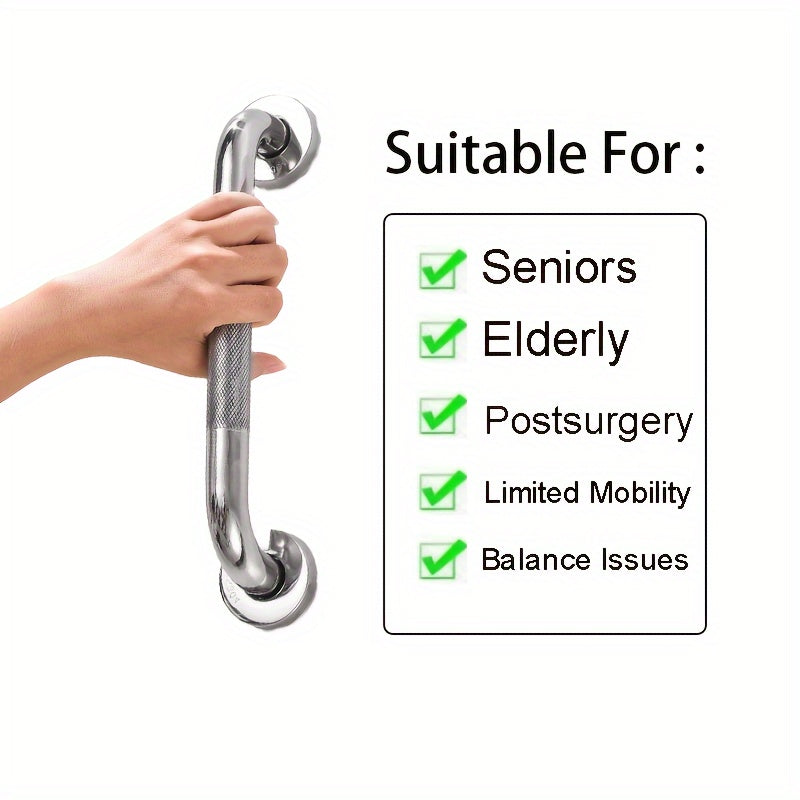 2 pcs Knurled Safety Handrails, Stainless Steel Bathroom And Bathtub Handrails