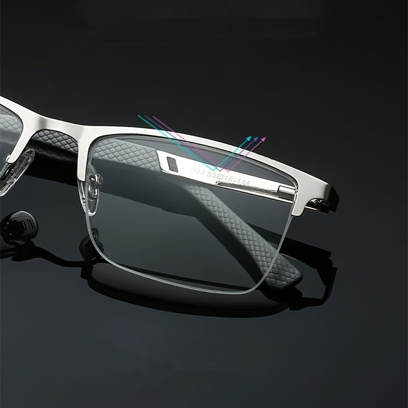 +1.0 to +4.0 Magnifying Power Half-Rim Reading Glasses for Men