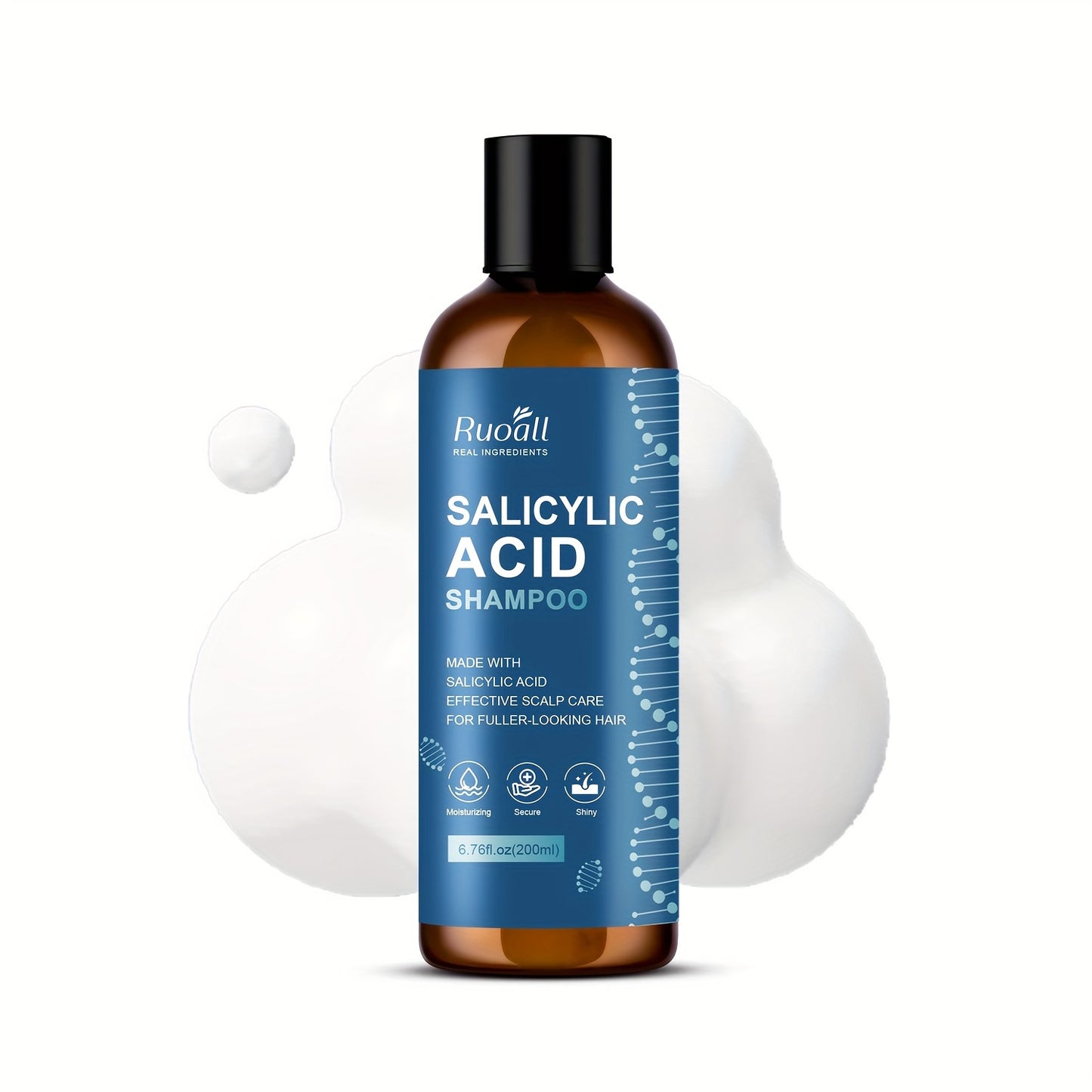Salicylic Acid Shampoo 6.76fl.oz - High-Concentrate Essence with Biopeptide & Vitamin Blend, Moisturizing for All Hair Types,