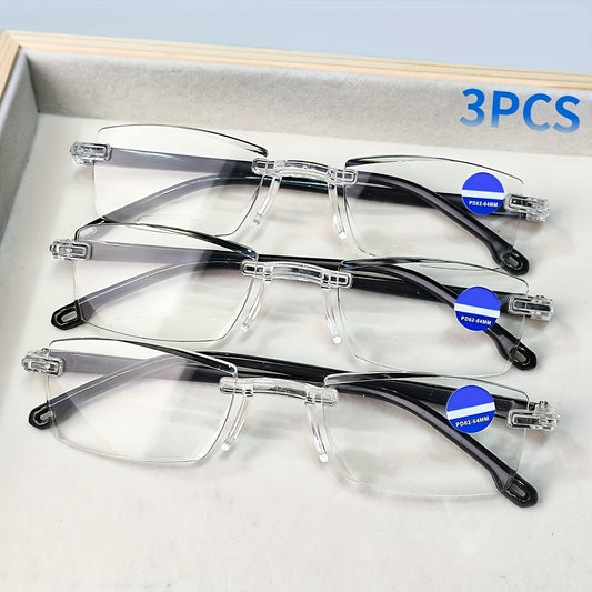 3-Pack Rimless Reading Glasses with Blue Light Filter
