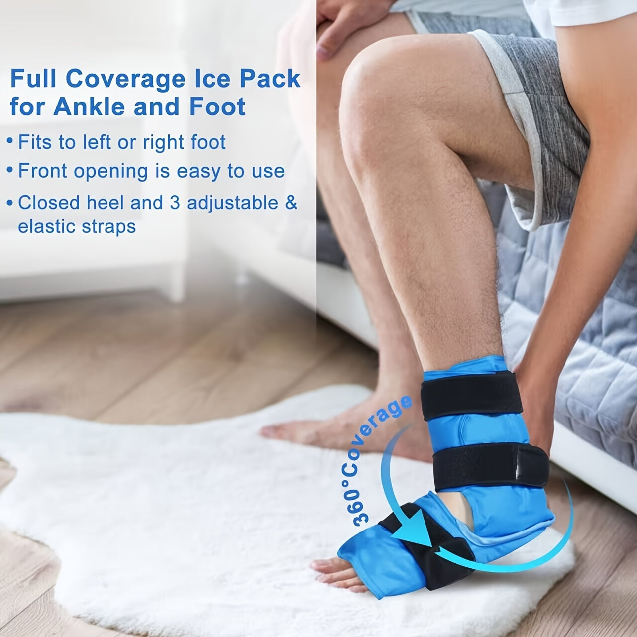 Reusable Ankle Ice Pack Wrap for Pain Relief & Injury Recovery
