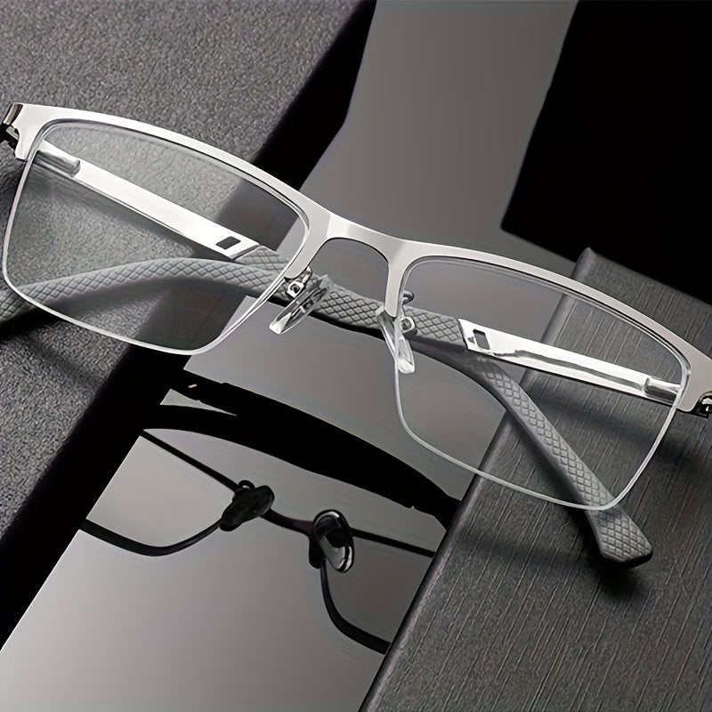 +1.0 to +4.0 Magnifying Power Half-Rim Reading Glasses for Men