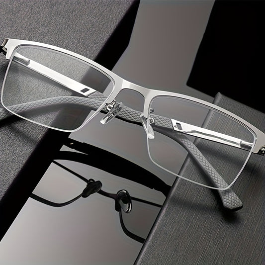 +1.0 to +4.0 Magnifying Power Half-Rim Reading Glasses for Men