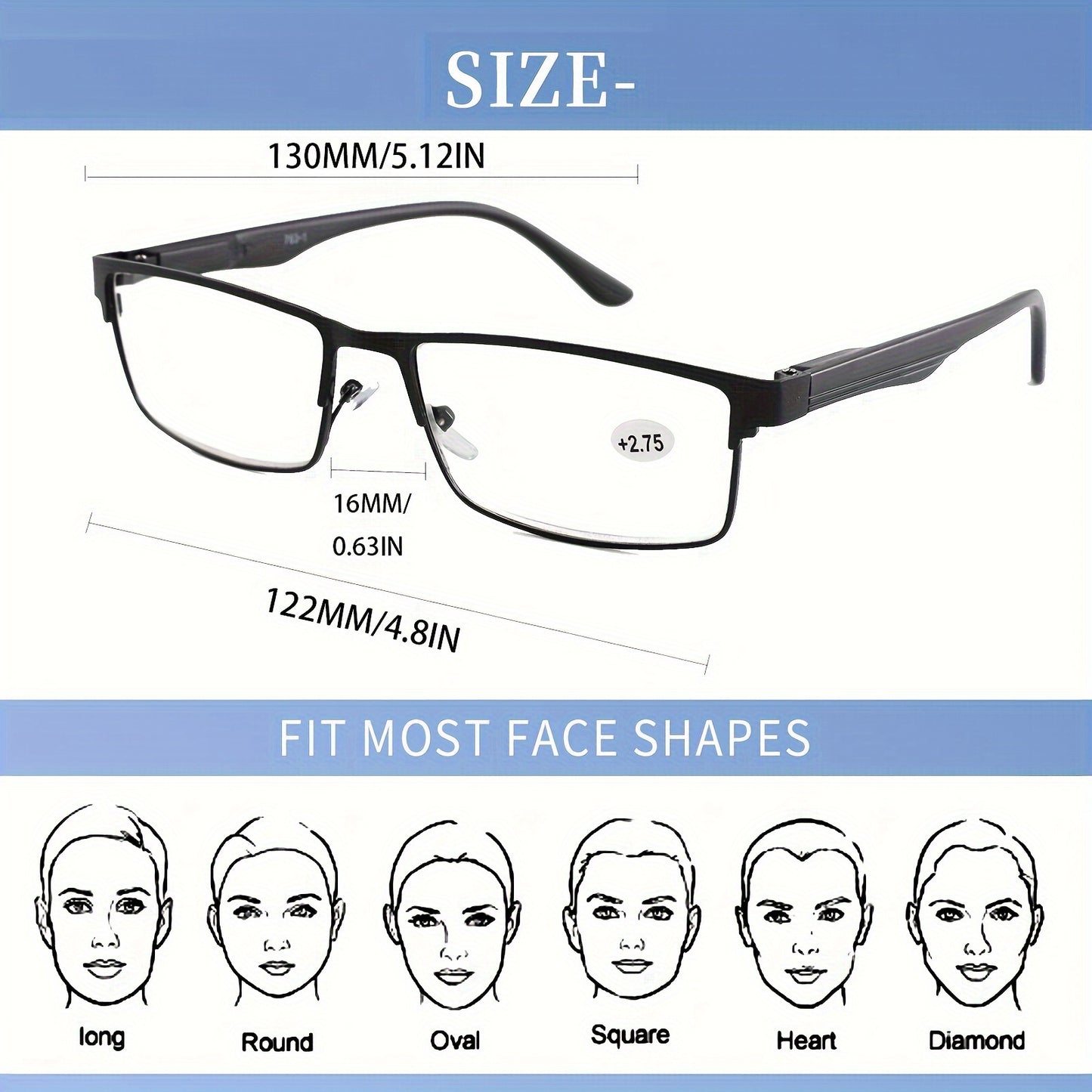 Stylish Rectangle Reading Glasses for Women and Men