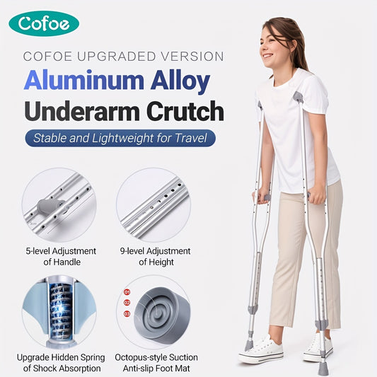 Cofoe Adjustable Aluminum Alloy Crutches, 1pc