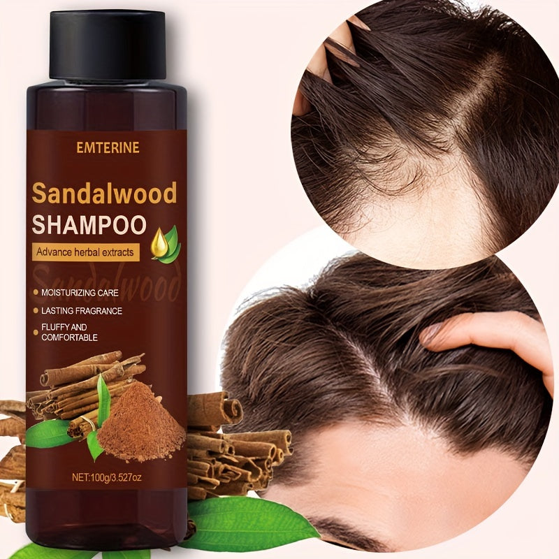 EMTERINE Men's Sandalwood Shampoo - 3-in-1, Long-Lasting Fragrance, Moisturizing & Nourishing, 100g