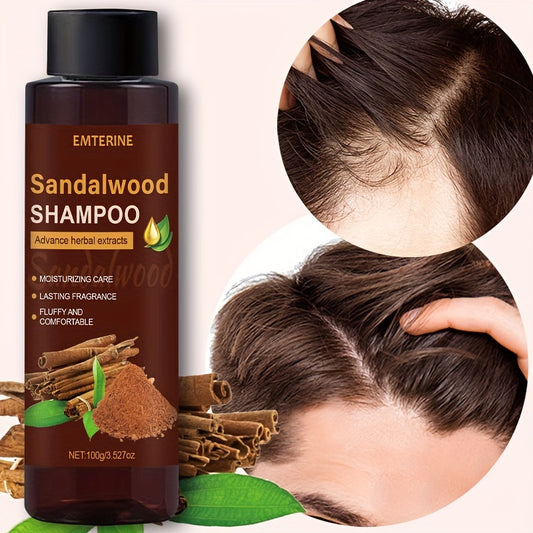 EMTERINE Men's Sandalwood Shampoo - 3-in-1, Long-Lasting Fragrance, Moisturizing & Nourishing, 100g