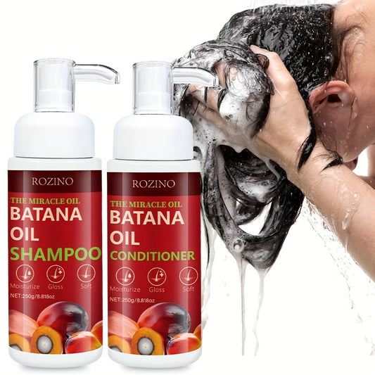 ROZINO Batana Hair Care Kit - 500g Deep Cleaning Shampoo & Moisturizing Conditioner