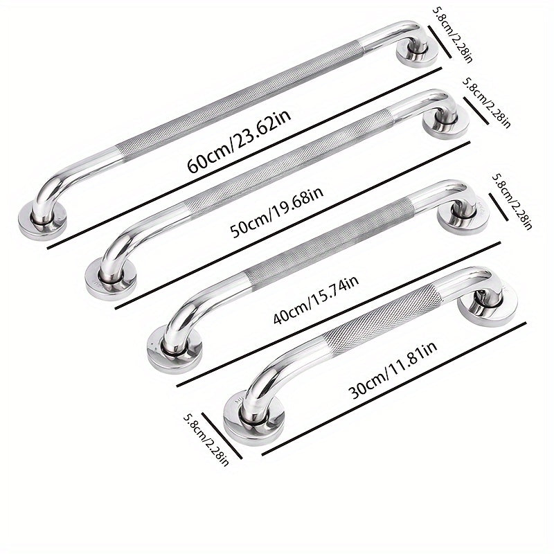 2 pcs Knurled Safety Handrails, Stainless Steel Bathroom And Bathtub Handrails