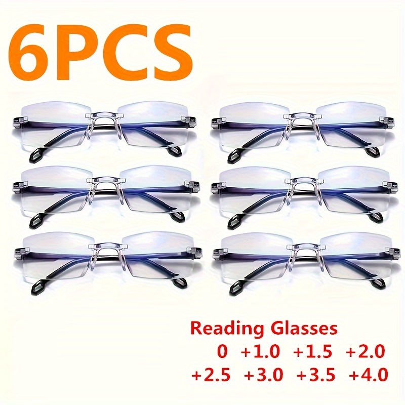 6pcs Frameless Anti-Eyestrain Reading Glasses with Cut Edges