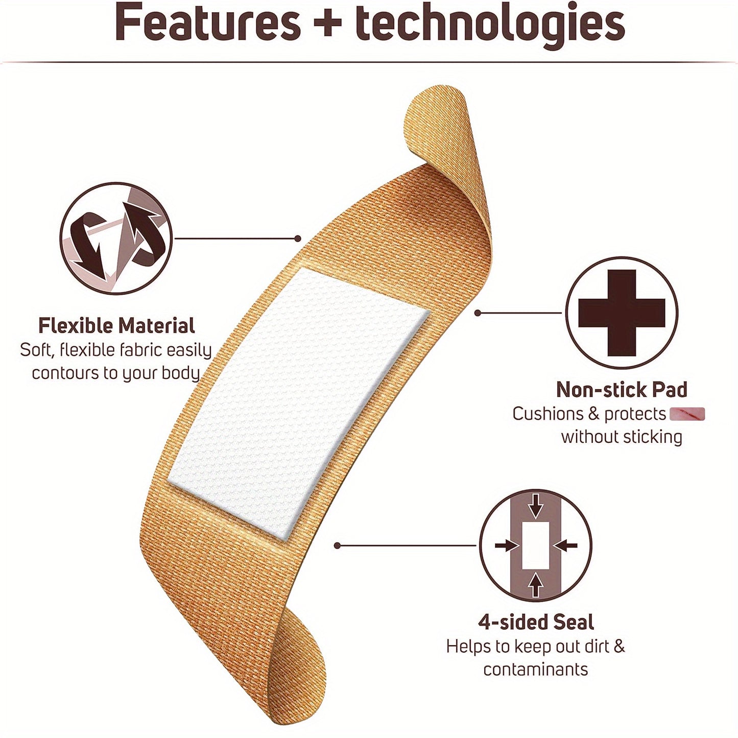 50/100 Pieces of Breathable Elastic Fabric Adhesive Bandages