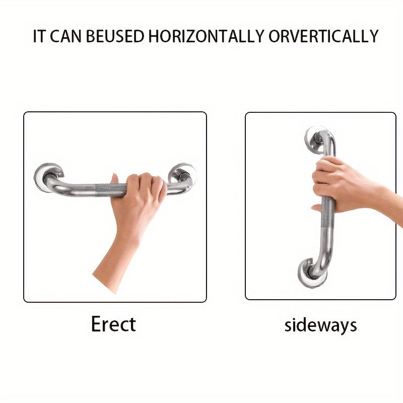 2 pcs Knurled Safety Handrails, Stainless Steel Bathroom And Bathtub Handrails
