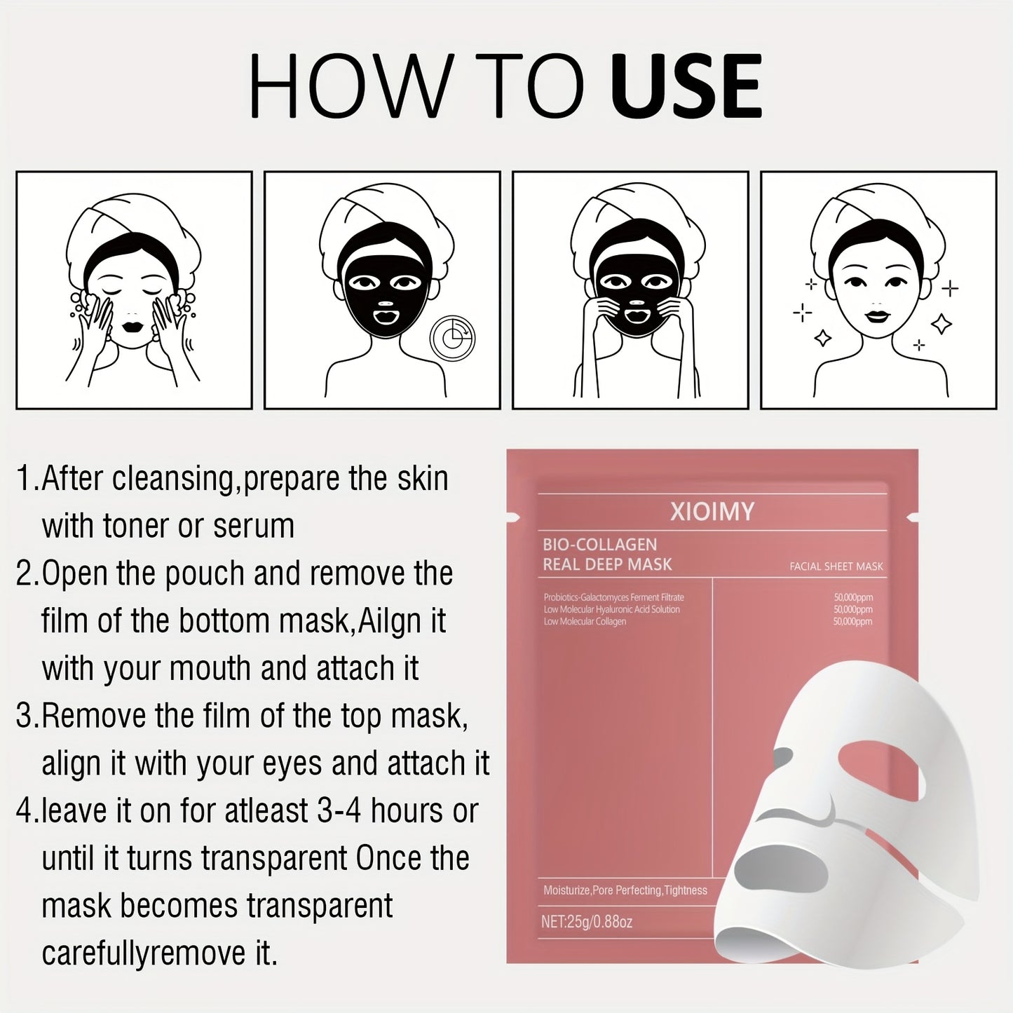 4pcs Bio Collagen Real Deep Mask