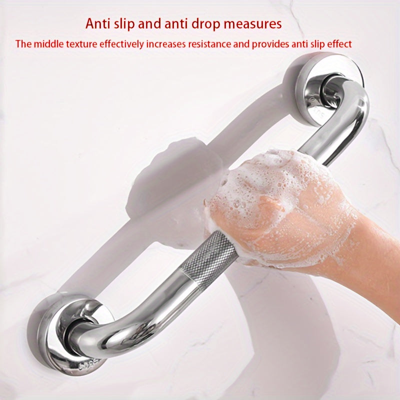 2 pcs Knurled Safety Handrails, Stainless Steel Bathroom And Bathtub Handrails