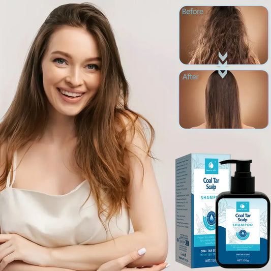 Coal tar scalp soothing shampoo, control oil, remove dandruff, moisturize, nourish scalp and repair damaged hair shampoo