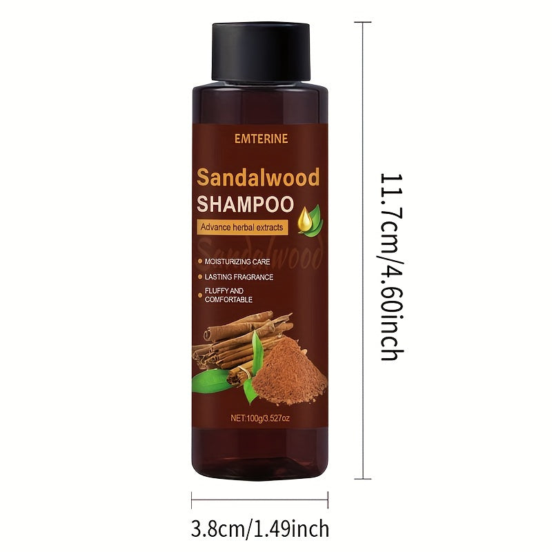 EMTERINE Men's Sandalwood Shampoo - 3-in-1, Long-Lasting Fragrance, Moisturizing & Nourishing, 100g