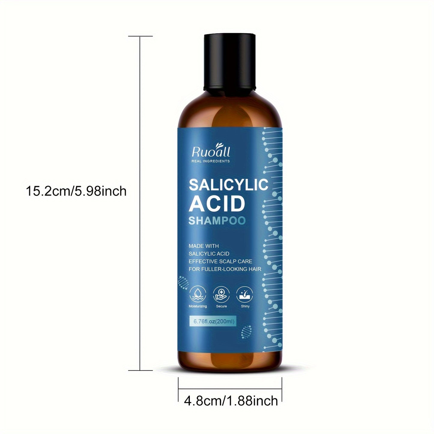 Salicylic Acid Shampoo 6.76fl.oz - High-Concentrate Essence with Biopeptide & Vitamin Blend, Moisturizing for All Hair Types,