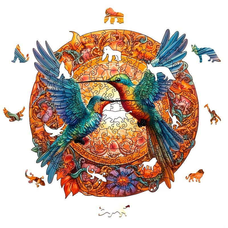 Wooden Hummingbird Shaped Jigsaw Puzzle