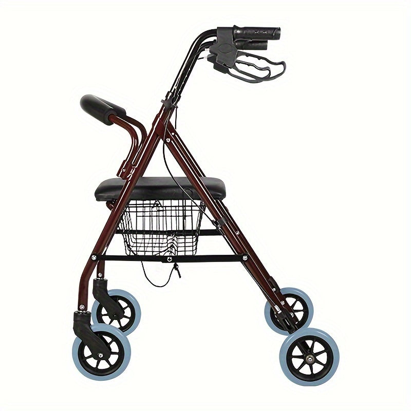 Country-Style Adult Rolling Walker with Seat, Aluminum Frame, Elderly Assistance,  Walking Aid