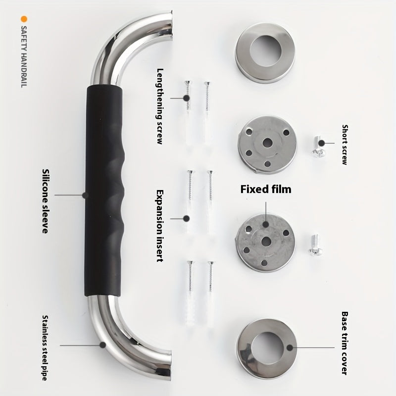 Stainless Steel Bathroom Handrail with Silicone Grip
