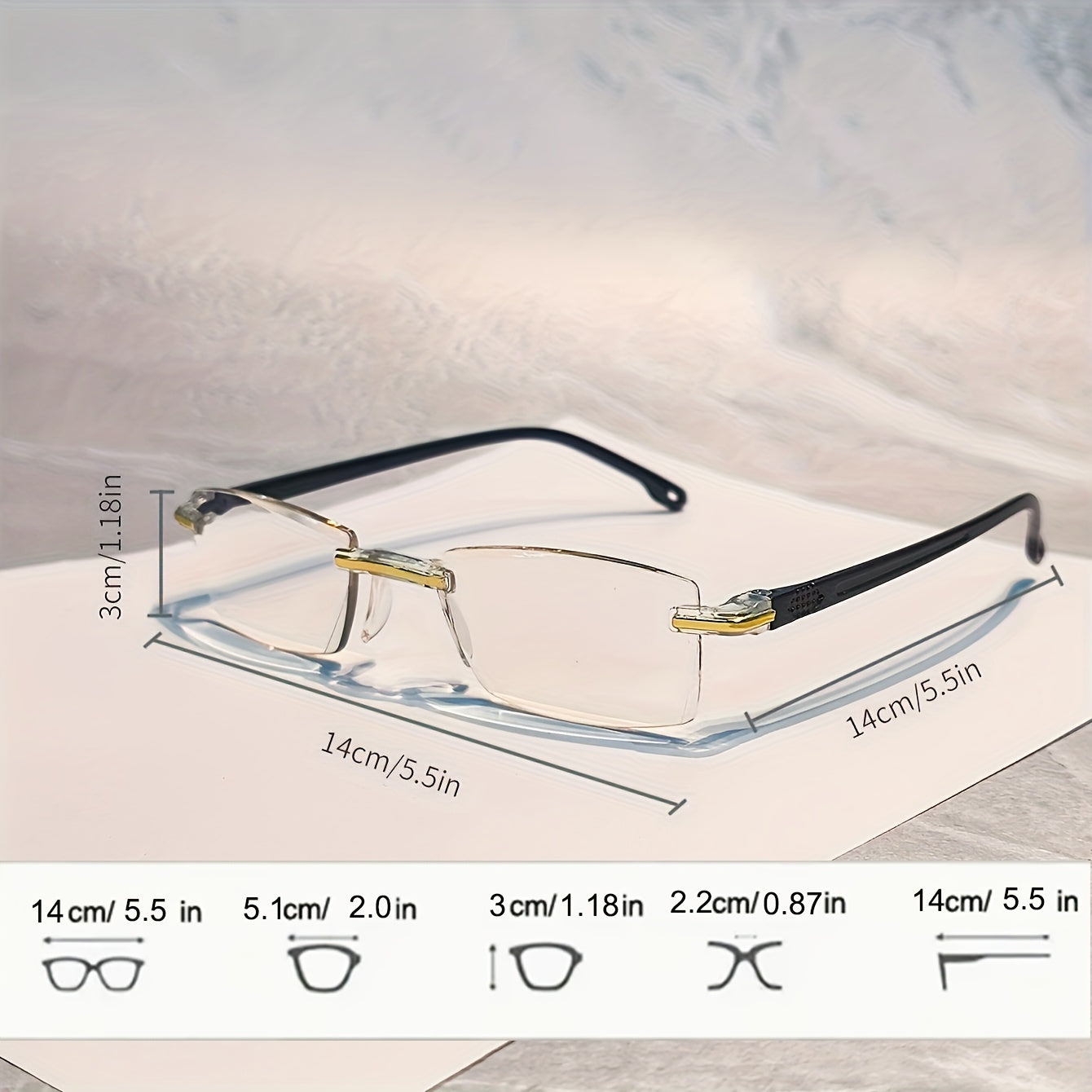 8-Pack Rimless Reading Glasses