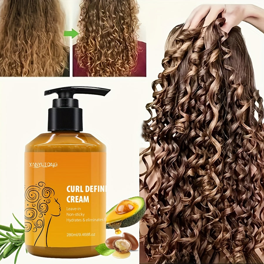 1 Bottle Unisex Adult 9.47oz Argan Oil Curl Defining Cream, Hydrating & Weightless