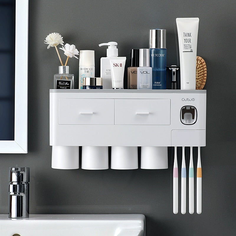 Bathroom Accessories organizer Set Toothbrush Holder Automatic Toothpaste Dispenser