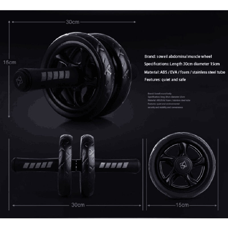 Muscle Exercise Equipment Home Fitness Equipment Double Wheel Abdominal Power Wheel Ab Roller Gym Roller Trainer Training