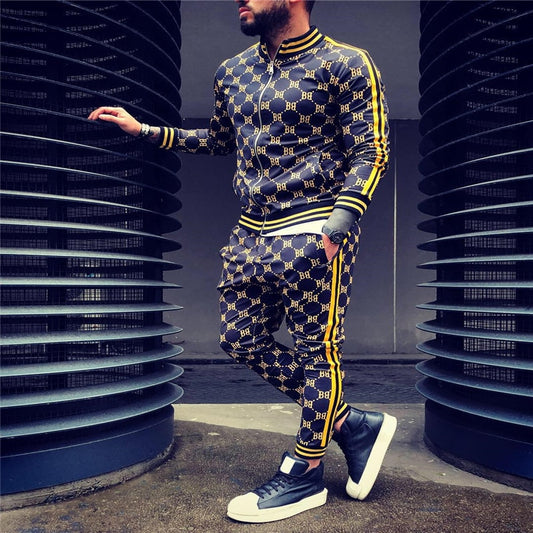 New Colorful Plaid Men Casual Zipper Stand-up collarr Sportswear