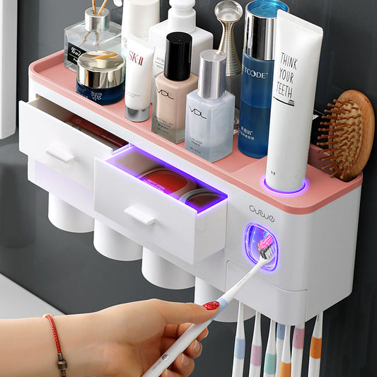 Bathroom Accessories organizer Set Toothbrush Holder Automatic Toothpaste Dispenser