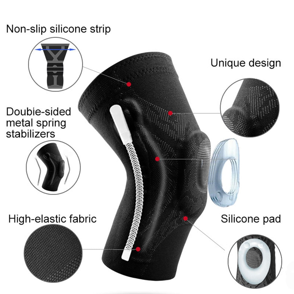 Veidoorn 1 pcs Knee Patella Protector Brace Silicone Spring Knee Pad Basketball Running Compression Knee support Sleeve