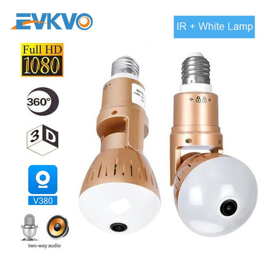 Camera Bulb Lamp light Wireless 2MP HD 360 Degrees Panoramic