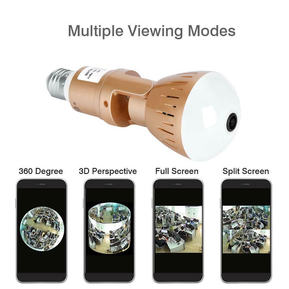 Camera Bulb Lamp light Wireless 2MP HD 360 Degrees Panoramic