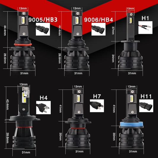 Car Lights H4 LED H7 16000LM H1 H3 H8 H11 LED